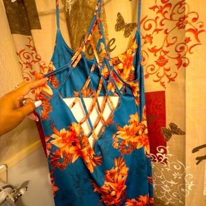 ChicMe Floral Dress in Blue and Orange